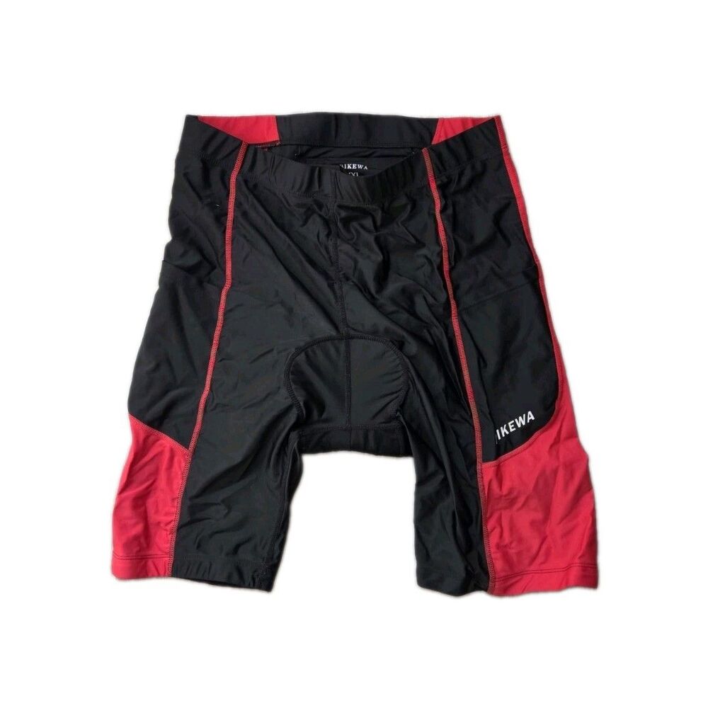BIKEWA Black Red Padded Cycling Shorts Bike Bicycle Biking Gel Chamois XXL EUC